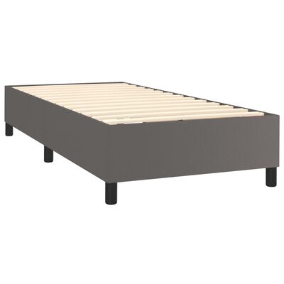 vidaXL Κρεβάτι Boxspring με Στρώμα Γκρι 80 x 200 εκ. Συνθετικό Δέρμα