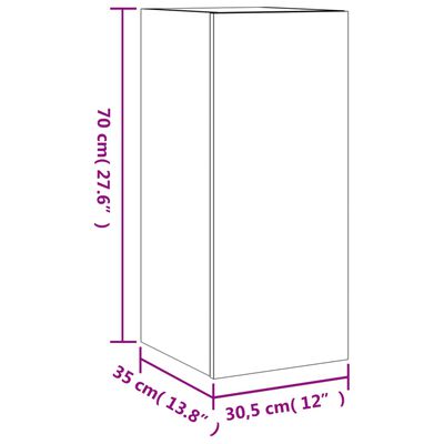 vidaXL Έπιπλο Τοίχου Τηλεόρασης με LED Μαύρο 30,5x35x70 εκ.