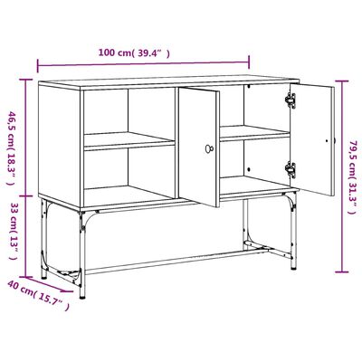 vidaXL Ντουλάπι Καπνιστή Δρυς 100x40x79,5 εκ. από Επεξεργασμένο Ξύλο