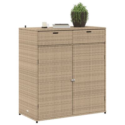 vidaXL Ντουλάπι Αποθήκευσης Κήπου Beige 105x55x113 εκ. Συνθετικό Ρατάν