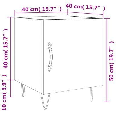 vidaXL Κομοδίνο Γκρι Σκυροδ. 40 x 40 x 50 εκ. από Επεξεργασμένο Ξύλο