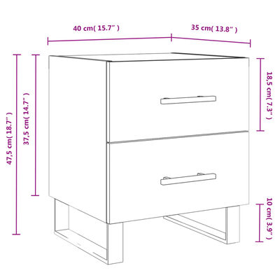 vidaXL Κομοδίνα 2 τεμ. Καφέ Δρυς 40 x 35 x 47,5 εκ. από Επεξεργ. Ξύλο