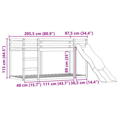 vidaXL Κουκέτα με Τσουλήθρα και Κουρτίνες Ροζ 80x200 εκ.