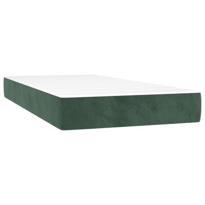 vidaXL Κρεβάτι Boxspring με Στρώμα & LED Σκ. Πράσινο 90x190 εκ Βελούδο