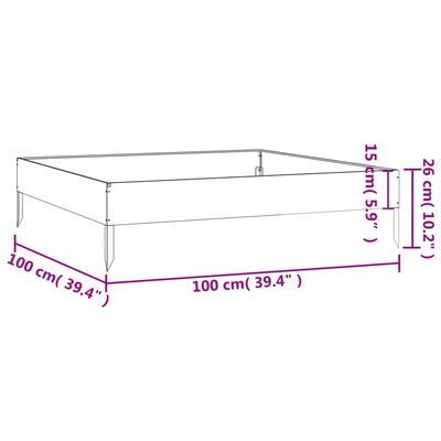 vidaXL Ζαρντινιέρα 100 x 100 x 26 εκ. από Ατσάλι Σκληρυθέν στον Αέρα