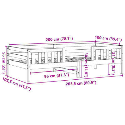 vidaXL Σκελετός Κρεβ. Χωρίς Στρώμα Καφέ Κεριού 100x200 εκ Μασίφ Πεύκο