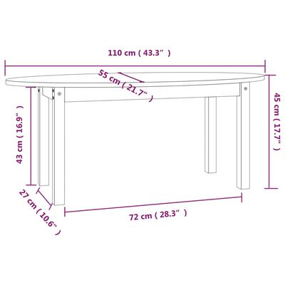 vidaXL Τραπεζάκι Σαλονιού 110 x 55 x 45 εκ. από Μασίφ Ξύλο Πεύκου