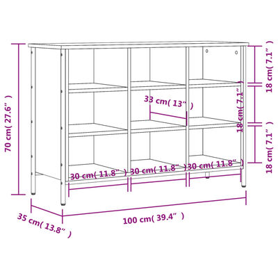 vidaXL Παπουτσοθήκη Καφέ Δρυς 100 x 35 x 70 εκ. από Επεξεργασμένο Ξύλο