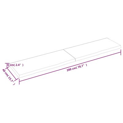 vidaXL Πάγκος Μπάνιου Αν. Καφέ 200x40x(2-6) εκ. Επεξεργ. Μασίφ Ξύλο