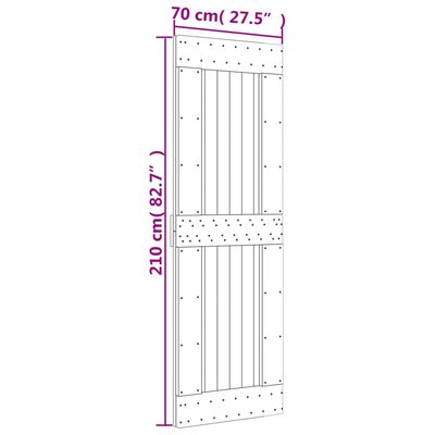 vidaXL Συρόμενη Μεσόπορτα με Μηχανισμό 70 x 210 εκ. Μασίφ Ξύλο Πεύκου