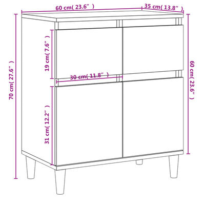 vidaXL Ντουλάπι Γκρι Sonoma 60x35x70 εκ. από Επεξεργασμένο Ξύλο