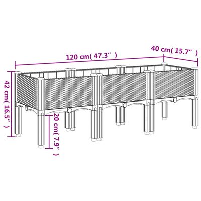 vidaXL Ζαρντινιέρα Κήπου με Πόδια Καφέ 120x40x42 εκ. Πολυπροπυλένιο