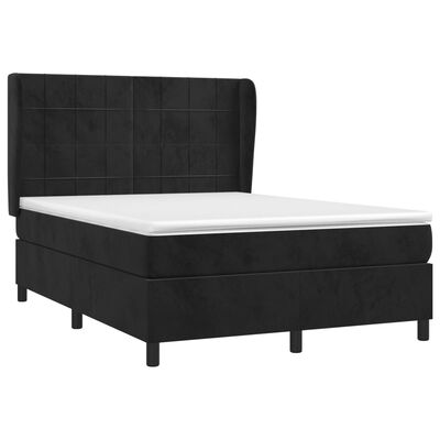 vidaXL Κρεβάτι Boxspring με Στρώμα Μαύρο 140x200 εκ. Βελούδινο