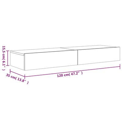 vidaXL Έπιπλα Τηλεόρασης με LED 2 τεμ. Λευκά 60 x 35 x 15,5 εκ.