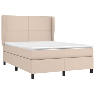 vidaXL Κρεβάτι Boxspring με Στρώμα Καπουτσίνο 140x200εκ.από Συνθ.Δέρμα