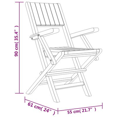 vidaXL Καρέκλες Κήπου Πτυσσόμενες 6 τεμ. 55x61x90 εκ. Μασίφ Ξύλο Teak