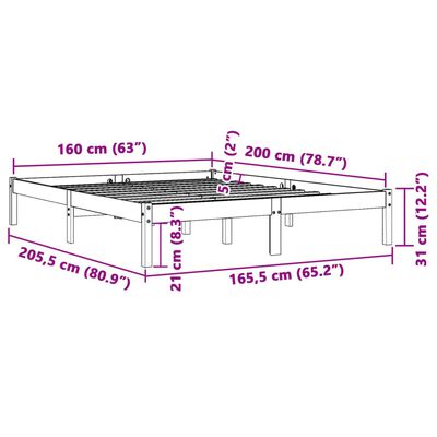 vidaXL Σκελετός Κρεβ. Χωρίς Στρώμα Καφέ Κεριού 160x200 εκ Μασίφ Πεύκο