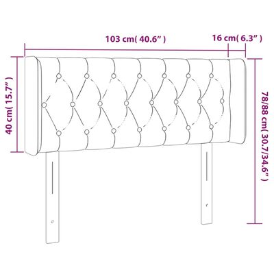 vidaXL Κεφαλάρι Κρεβατιού LED Σκούρο Καφέ 103x16x78/88 εκ. Υφασμάτινο