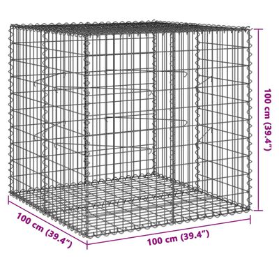 vidaXL Συρματοκιβώτιο με Κάλυμμα 100x100x100εκ από Γαλβανισμένο Χάλυβα