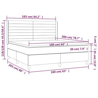 vidaXL Κρεβάτι Boxspring με Στρώμα Αν. Πράσινο 160x200εκ Υφασμάτινο