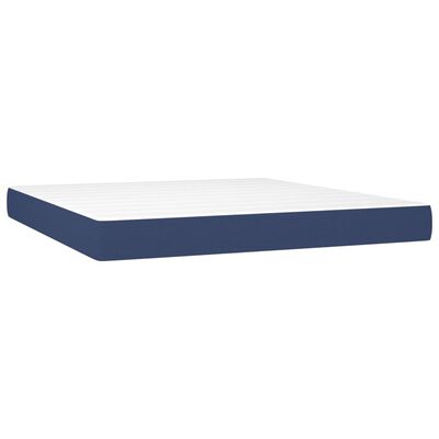 vidaXL Κρεβάτι Boxspring με Στρώμα & LED Μπλε 160x200 εκ. Υφασμάτινο