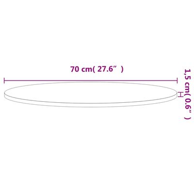 vidaXL Επιφάνεια Τραπεζιού Στρογγυλή Ø70x1,5 εκ. Μασίφ Ξύλο Οξιάς