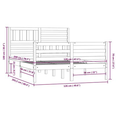 vidaXL Σκελετός Κρεβατιού Χωρίς Στρώμα 120x200 εκ Μασίφ Ξύλο