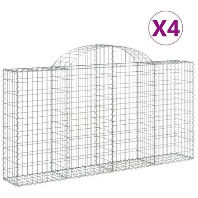 vidaXL Συρματοκιβώτια Τοξωτά 4 τεμ. 200x30x100/120 εκ. Γαλβαν. Ατσάλι