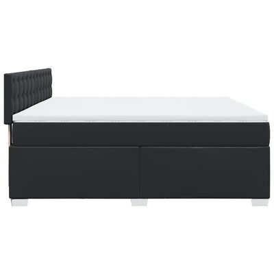 vidaXL Κρεβάτι Boxspring με Στρώμα Μαύρο 180x200εκ.από Συνθετικό Δέρμα