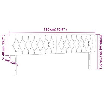 vidaXL Κεφαλάρι Κρεβατιού LED Ανοιχτό Γκρι 180x7x78/88 εκ. Βελούδινο