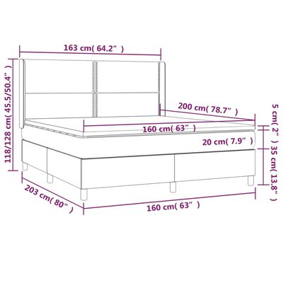 vidaXL Κρεβάτι Boxspring με Στρώμα Αν. Πράσινο 160x200εκ Υφασμάτινο