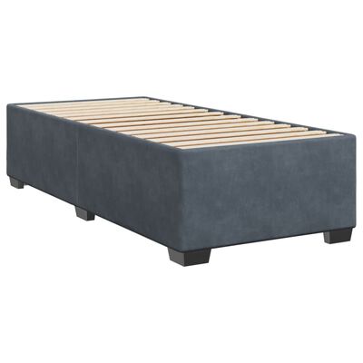 vidaXL Κρεβάτι Boxspring με Στρώμα Σκούρο Γκρι 90x190 εκ. Βελούδινο