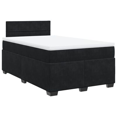 vidaXL Κρεβάτι Boxspring με Στρώμα Μαύρο 120x190 εκ. Βελούδινο