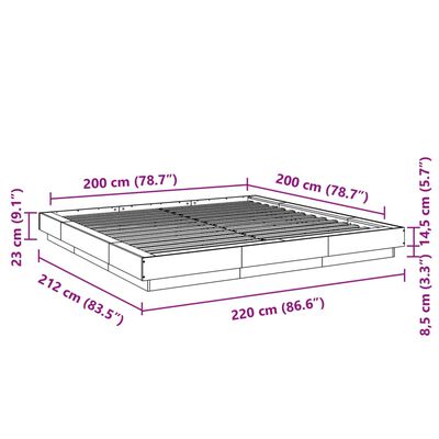 vidaXL Πλαίσιο Κρεβατιού Sonoma Δρυς 200x200 εκ. Επεξεργασμένο Ξύλο