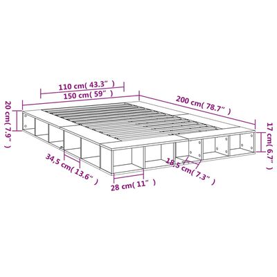 vidaXL Πλαίσιο Κρεβατιού Γκρι Sonoma 150x200 εκ. Επεξεργασμένο Ξύλο