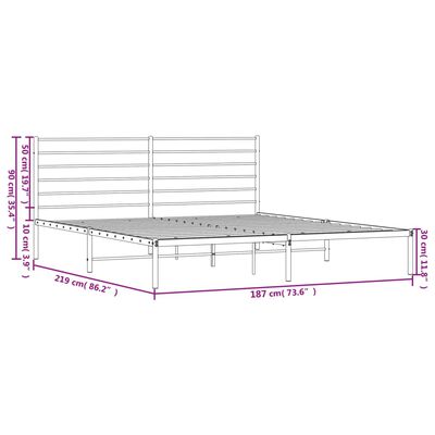 vidaXL Πλαίσιο Κρεβατιού με Κεφαλάρι Λευκό 183 x 213 εκ. Μεταλλικό