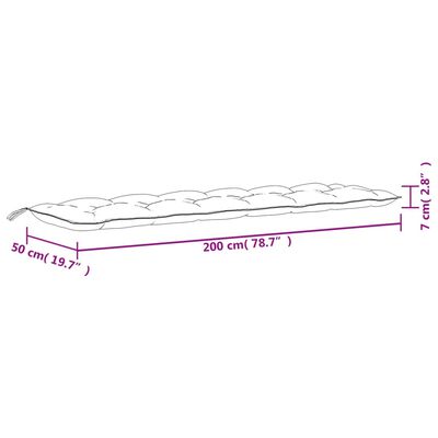 vidaXL Μαξιλάρια Πάγκου Κήπου 2 τεμ. Μπορντό 200x50x7cm Ύφασμα Oxford