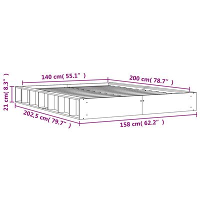 vidaXL Σκελετός Κρεβατιού Χωρίς Στρώμα Καφέ 140x200 Μασίφ Ξύλο Πεύκου