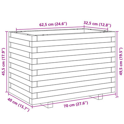 vidaXL Ζαρντινιέρα Κήπου 70x40x49,5 εκ από Μασίφ Ξύλο Πεύκου