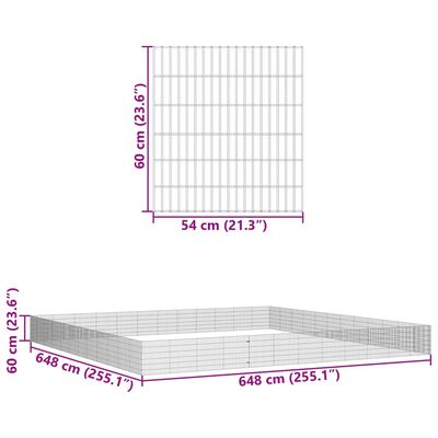 vidaXL Περίφραξη Ζώων Ελεύθερης Βοσκής 48 Πάνελ 54x60 εκ. Γαλβ. Σίδερο