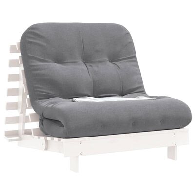 vidaXL Καναπές Κρεβάτι Futon με Στρώμα 90x206x11 εκ. Μασίφ Ξύλο Πεύκου