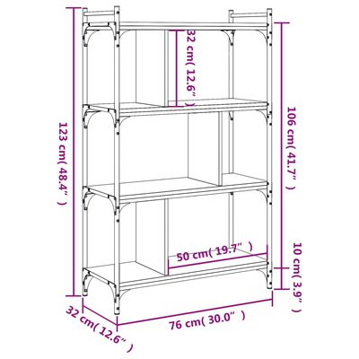 vidaXL Βιβλιοθήκη 4 Επιπέδων Γκρι Sonoma 76 x 32 x 123 εκ. Επεξ. Ξύλο