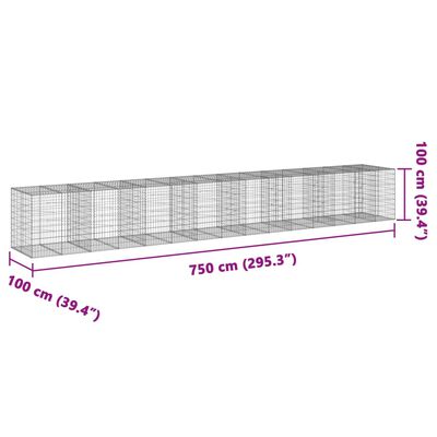 vidaXL Συρματοκιβώτιο με Κάλυμμα 750x100x100εκ από Γαλβανισμένο Χάλυβα