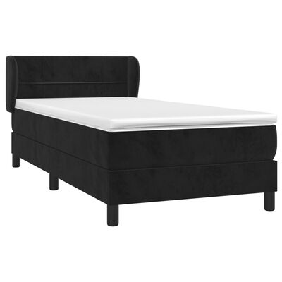 vidaXL Κρεβάτι Boxspring με Στρώμα Μαύρο 90x200 εκ. Βελούδινο