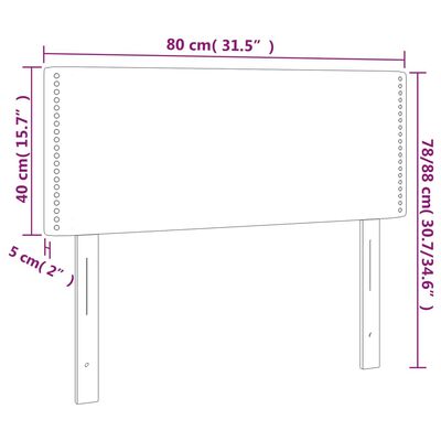 vidaXL Κεφαλάρι Κρεβατιού LED Ανοιχτό Γκρι 80x5x78/88 εκ. Βελούδινο