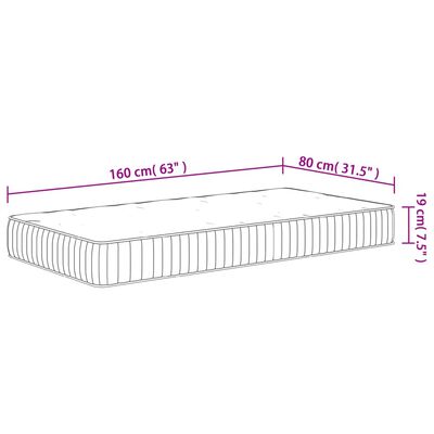 vidaXL Στρώμα με Pocket Springs για Παιδιά Μεσαία Σκληρότητα 80x160εκ.