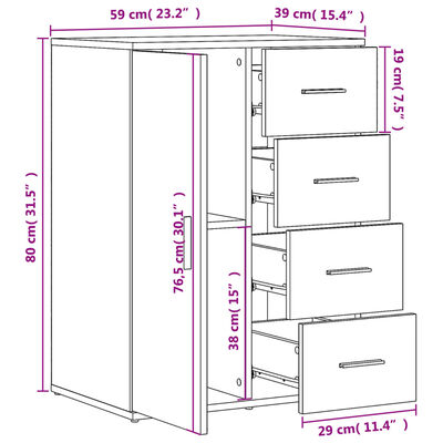 vidaXL Βοηθητικό Ντουλάπι Λευκό 59 x 39 x 80 εκ. Επεξεργασμένο Ξύλο