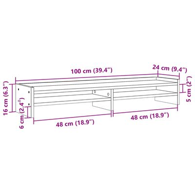 vidaXL Βάση Οθόνης Καφέ Δρυς 100x24x16 εκ. από Επεξεργασμένο Ξύλο