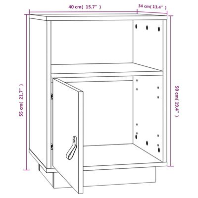 vidaXL Κομοδίνο 2 τεμ. Καφέ Μελί 40x34x55 εκ από Μασίφ Ξύλο Πεύκου