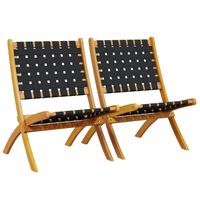 vidaXL Καρέκλες Κήπου Πτυσσόμενες 2 τεμ. Μαύρες Μασίφ Ακακία & Ύφασμα